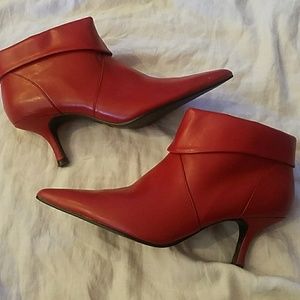Red leather booties
